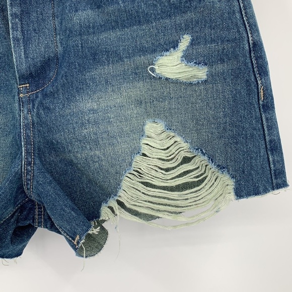 BlankNYC Barrow Vintage high-rise denim jean shorts cut-off distressed new 27 - Picture 2 of 5